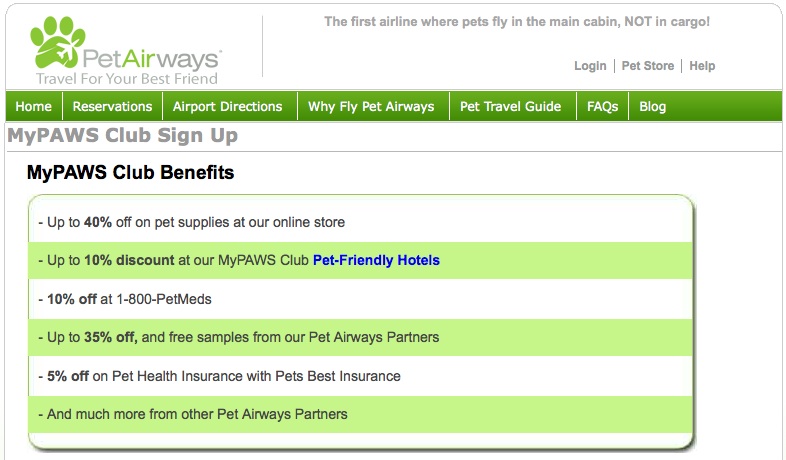 pet airways mypaws club