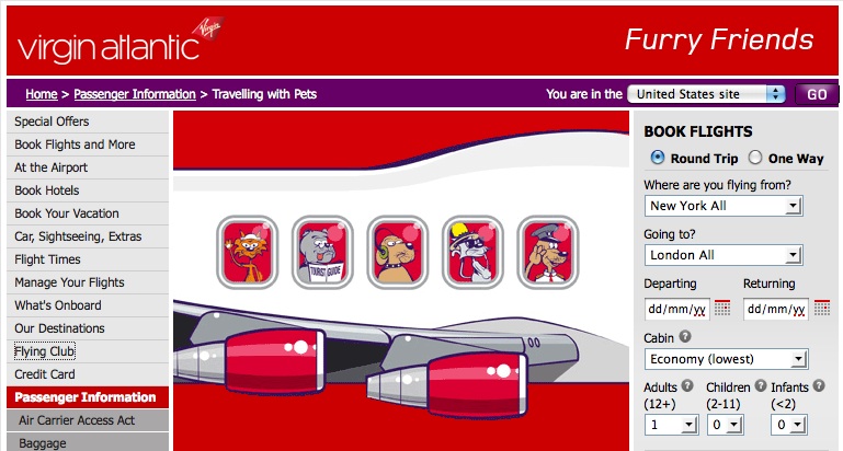 virgin Atlantic furry friends